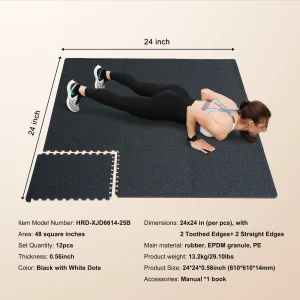 SucceBuy 0.56 Inch 25 Tiles Rubber Top